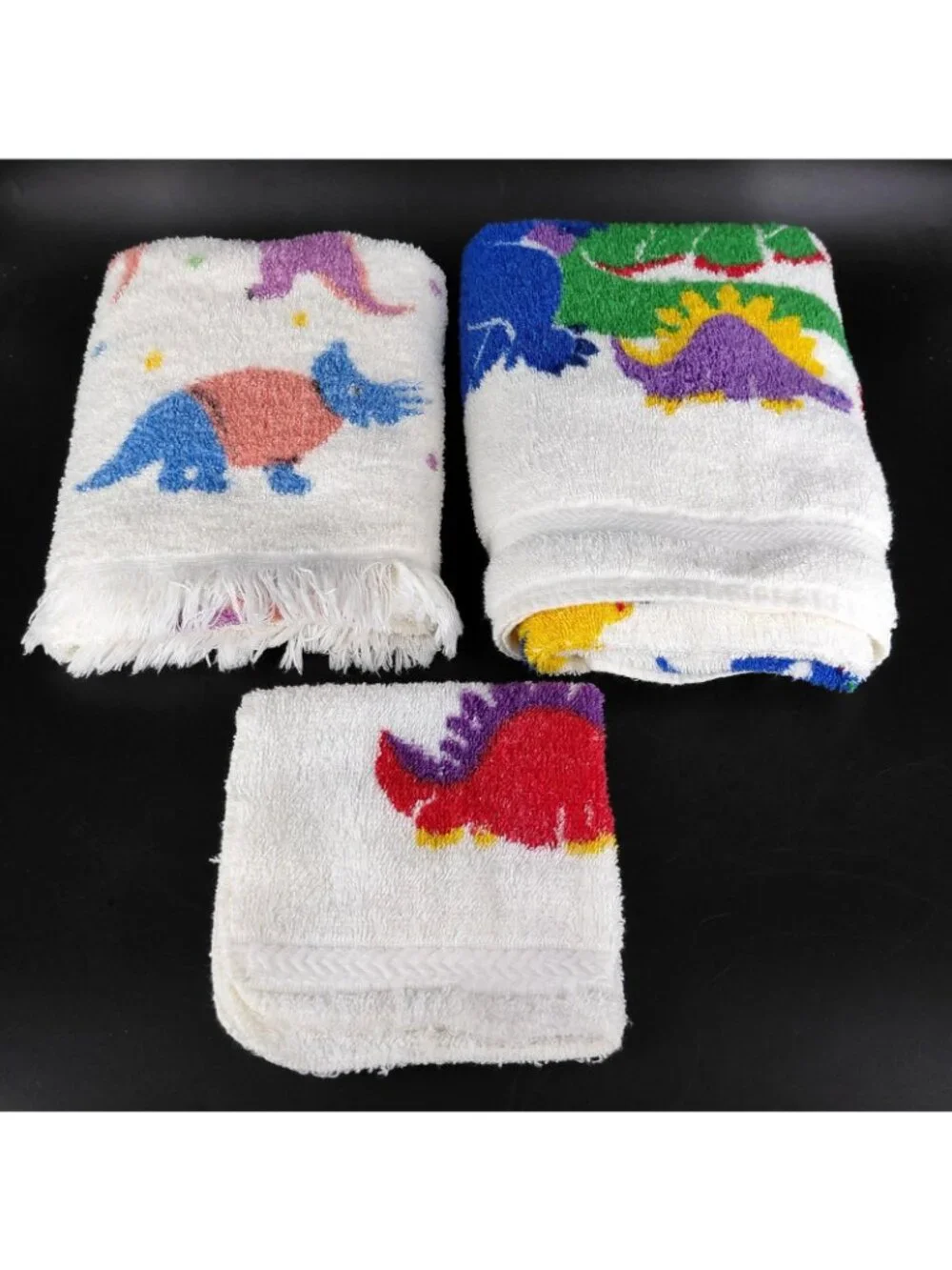 Vint Dinosaur Bath Hand Towel Set 30x60 Multicolor USA 3pc R.A. Briggs Leshner